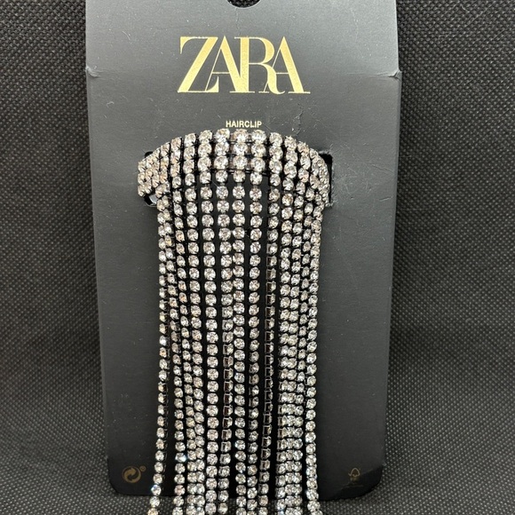 Zara Silver Rhinestone Hair Clip Tassel - Picture 3 of 8